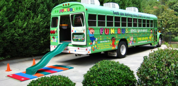 slide on kids party bus Westfield